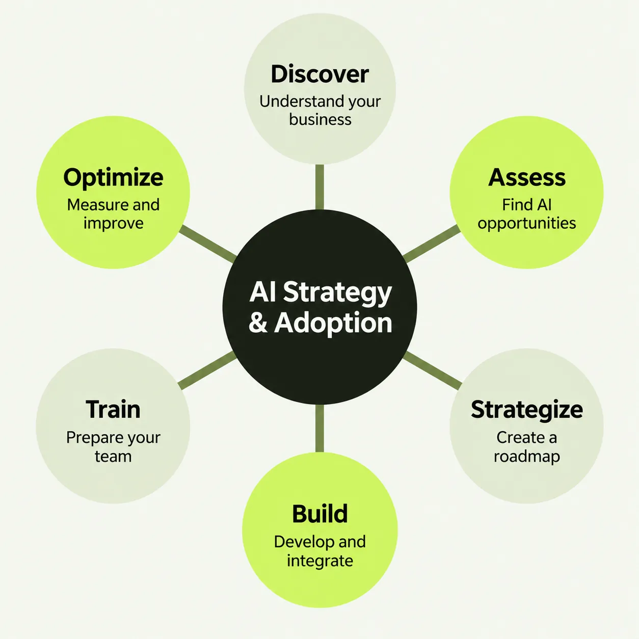 AI Strategy and Adoption: Discover, Assess, Strategize, Build, Train, and Optimize